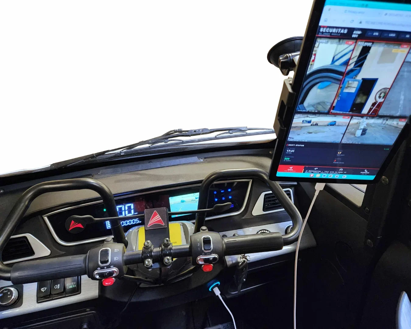 Interior of the AI Smart Mobile showing the real-time threat detection dashboard